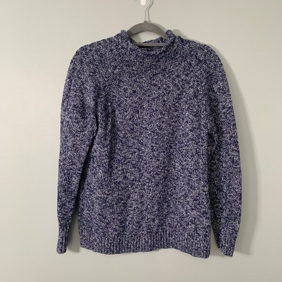 L.L. Bean roll neck collar heathered blue gray long sleeve pullover sweater - Picture 1 of 10